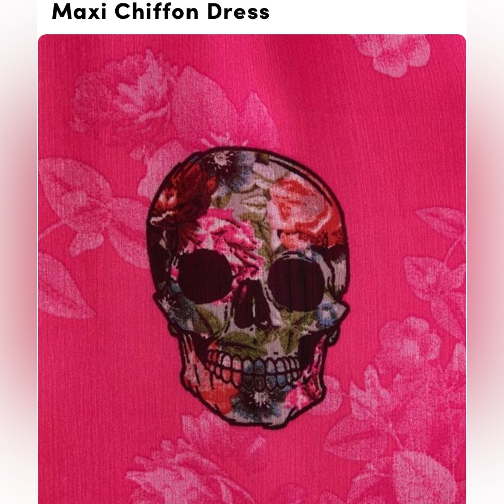 Pink Torrid Skull Maxi Chiffon Dress NWT - Picture 8 of 11